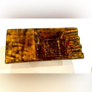 Vintage 1963 Studio Pottery Ashtray Signed ELL Mid Century